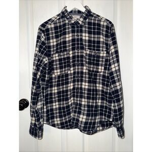 Wallace & Barnes J.Crew Flannel Shirt Mens Large Heavyweight Cotton Plaid F8091